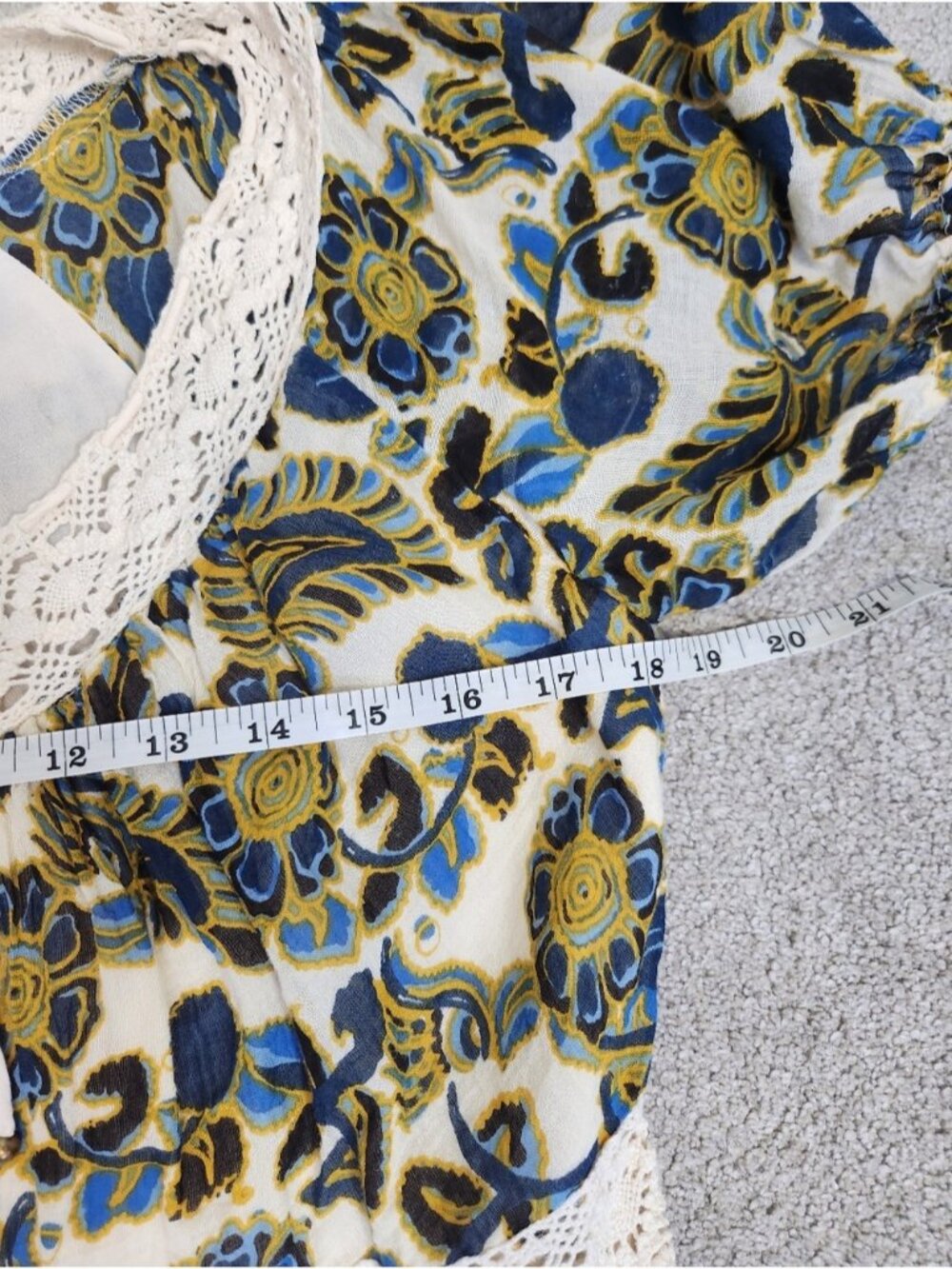 Free People Ivory Tiered Beautiful Boho Sun Chaser Midi Maxi Dress Size M Cotton - Picture 10 of 15